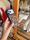 Puffer Leopar İPhone Telefon Kılıfı Koyu Kahve