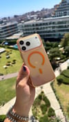 Simli Magsafe Hologram Mika İphone Telefon Kılıfı Turuncu