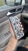 Taşlı Kaplan İphone Telefon Kılıfı Gümüş