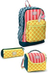 Coral High Kids Çok Renkli Dama Çizgi Puantiye Desenli 3'lü Okul Çanta Seti SET0133204