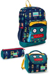 Coral High Kids Lacivert Çivit Robot Desenli 3'lü Okul Çanta Seti SET0123472