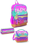 Coral High Kids Pembe Rengarenk Dondurma Desenli 3'lü Okul Çanta Seti SET0123731