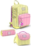 Coral High Pembe Sarı Çizgi Desenli 3'lü Okul Çanta Seti SET0133223 
