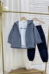 Erkek Çocuk 3'lü Tshirt Dahil Laci Çizgili Denim Takım