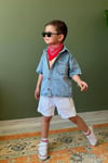 Erkek Çocuk Denim Beyaz Şortlu Takım