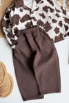 Erkek Çocuk Dog Baskı Denim Ceketli Kahve Takım