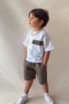 Erkek Çocuk Keten Şortlu Kahve Takım