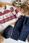 Erkek Çocuk Polo Yaka Teddy Denim Bordo  Takım