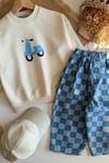 Erkek Çocuk Vespa Sweat & Damalı Jean Takım