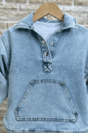 Kanguru Cepli Denim Sweat