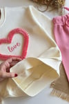 Kız Çocuk 3 İplik Love Pembe Takım