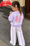 Kız Çocuk Balıklı Lila Gabardin Pantolon Takım