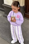 Kız Çocuk Balıklı Lila Gabardin Pantolon Takım