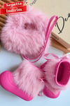 Kız Çocuk Çıkarılabılır Kürklü Yağmur Botu Pembe (Çanta Hediyeli)