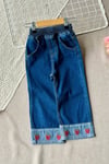 Kız Çocuk Çilekli Mevsimlik Denim Pantolon