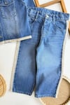 Kız Çocuk Denim İşlemeli Takım