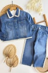 Kız Çocuk Denim İşlemeli Takım
