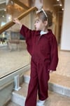 Kız Çocuk Fermuarlı Ceketli Bordo Takım