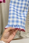 Kız Çocuk Gabardin Ekoseli Pantolon Kirazlı Sweat Takım