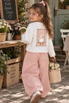Kız Çocuk  Gabardin Pantolon Ördek Baskı Pudra  Takım 