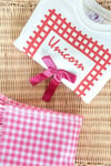 Kız Çocuk Gabardin Pantolonlu Unicorn Fiyonklu Takım