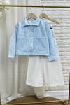 Kız Çocuk Mavi Çiçekli Denim İkili Takım