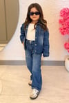 Kız Çocuk Taş İşlemeli Denim Takım