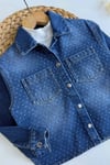 Kız Çocuk Taş İşlemeli Denim Takım