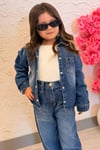 Kız Çocuk Taş İşlemeli Denim Takım