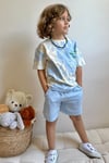 Mavi Palmiye Şortlu Takım