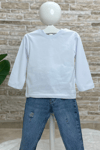 Pamuklu Penye Uzun Kol Basic Beyaz Tshirt