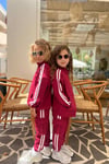 Unisex 3 İplik Fermuarlı Bordo Cepli Takım