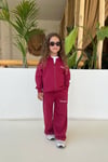 Unisex 3 İplik Fermuarlı Bordo Takım