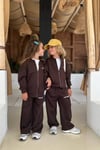 Unisex 3 İplik Fermuarlı Kahve Takım