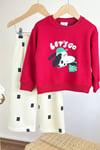 Unisex 3 İplik Peanuts Kırmızı  Takım
