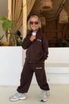 Unisex 3 İplik Stay Kind Kapüşonlu Kahve Takım