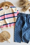 Unisex 3 İplik Sweat & Damalı Jean Pantolon Takım