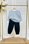 Unisex Basic Çizgili Lacivert Canvas Pantolon Takım