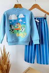 Unisex Bluey Mavi Çizgili Takım