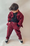 Unisex Bordo Denim Takım