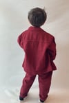 Unisex Bordo Denim Takım
