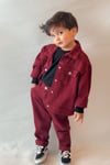 Unisex Bordo Denim Takım