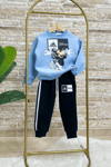 Unisex Çocuk Şardonlu Adids Mavi Siyah Takım