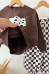 Unisex Cow Kareli Kahve Takım