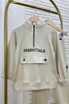 Unisex Dik Yaka Essentials  Krem  Takım