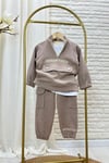 Unisex Dik Yaka Essentials  Vizon Takım