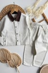 Unisex Krem Yakalı Denim Takım