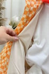 Unisex Laciel Astarlı Dama Desen Turuncu Yağmurluk