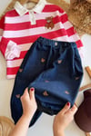 Unisex Laciel Ayıcık Nakışlı Baloon Jean Pantolon