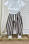 Unisex Laciel Baloon Denim Kahve Çizgili Pantolon